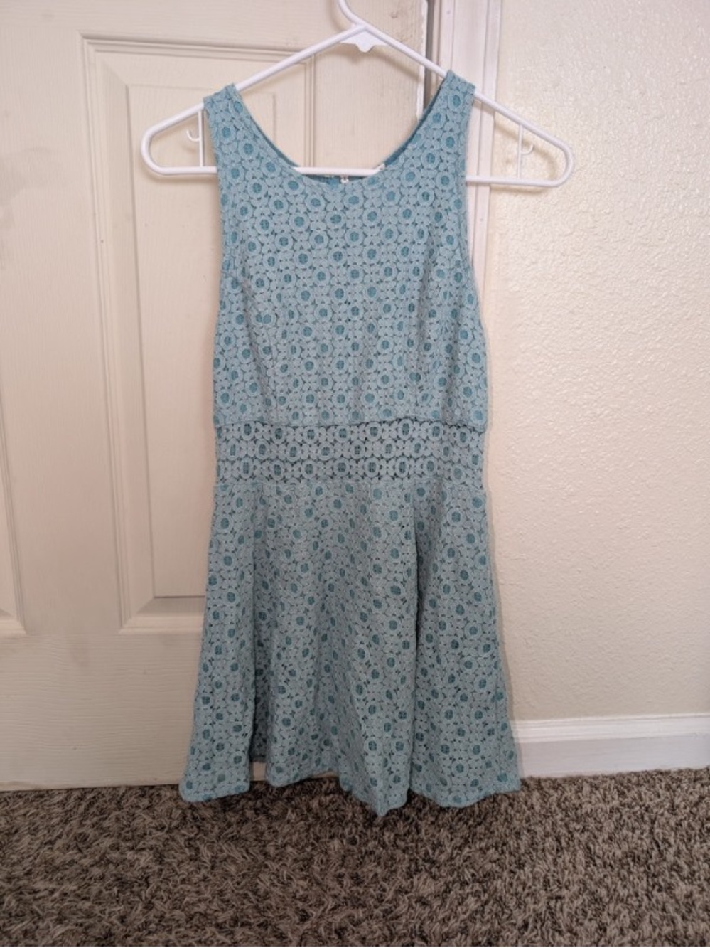 Mudd Light Blue Sleeveless Lace Skater Dress